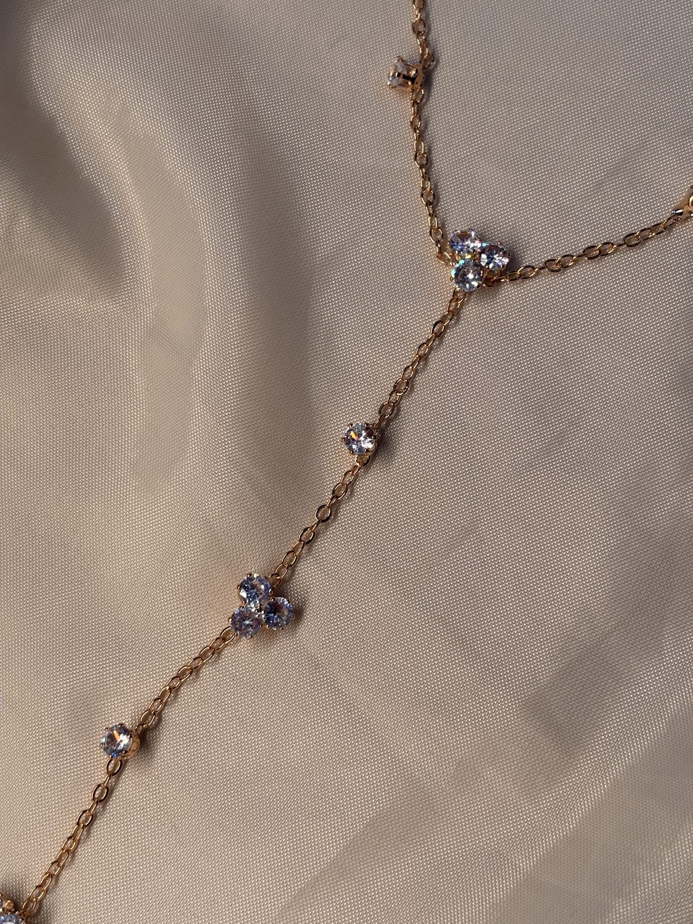 Detail of the American diamond flower clusters on The Blossom Hand Chain