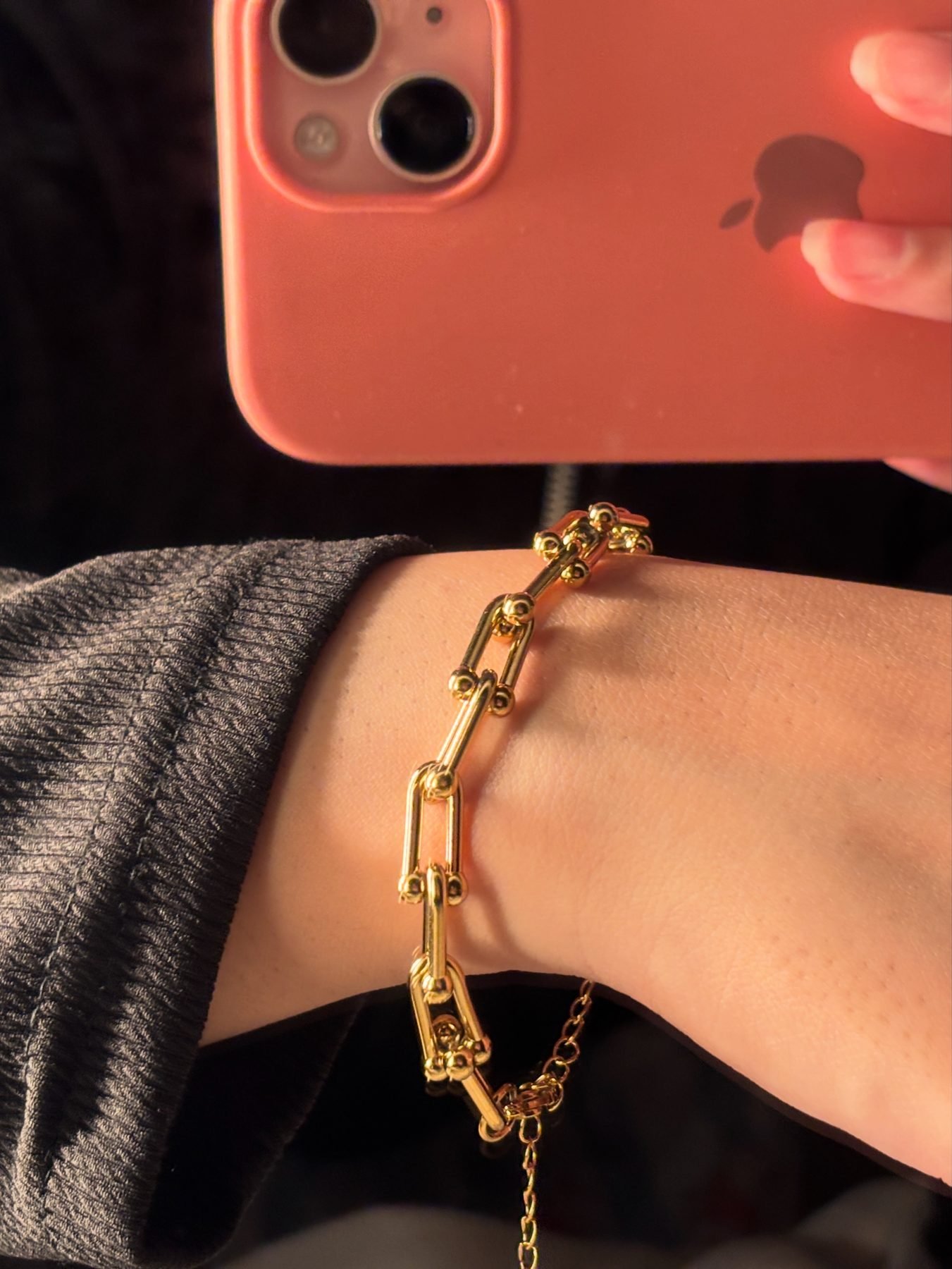 The Chunky Bracelet worn on the wrist showing the weight of the links