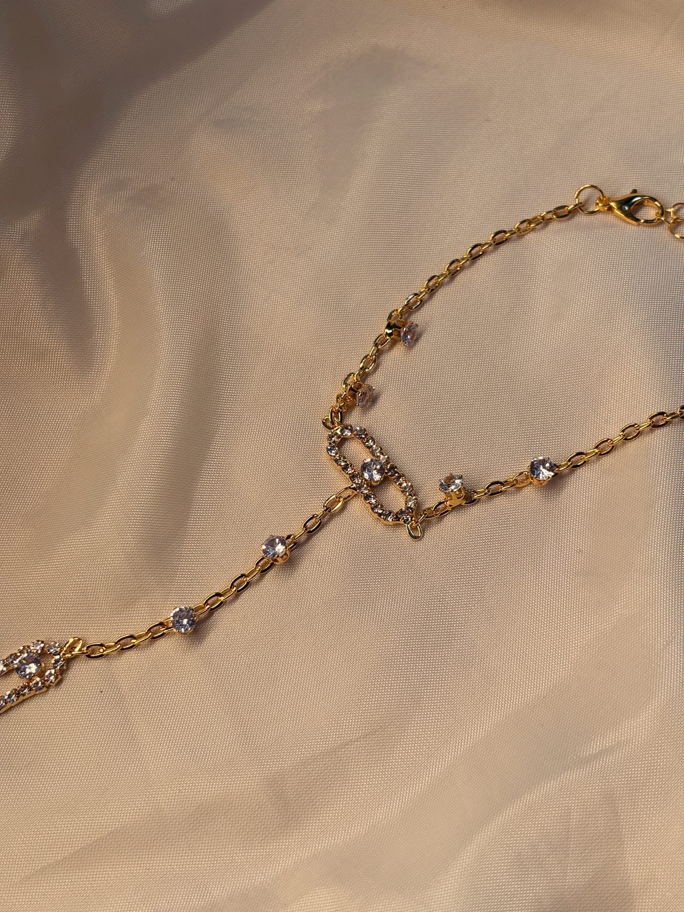 The Statement Hand Chain arranged to show the full wrist-to-finger drop